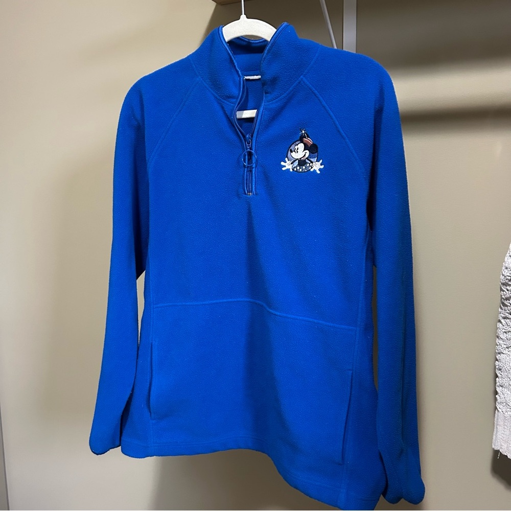 Vintage Walt Disney World Blue Quarter Zip Fleece Pullover Sweatshirt - Large